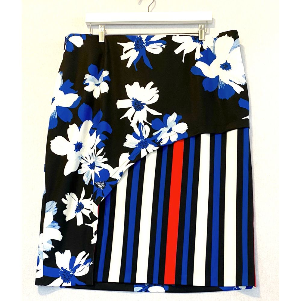 Eloquii Pencil Skirt Floral  Stripe with Slit